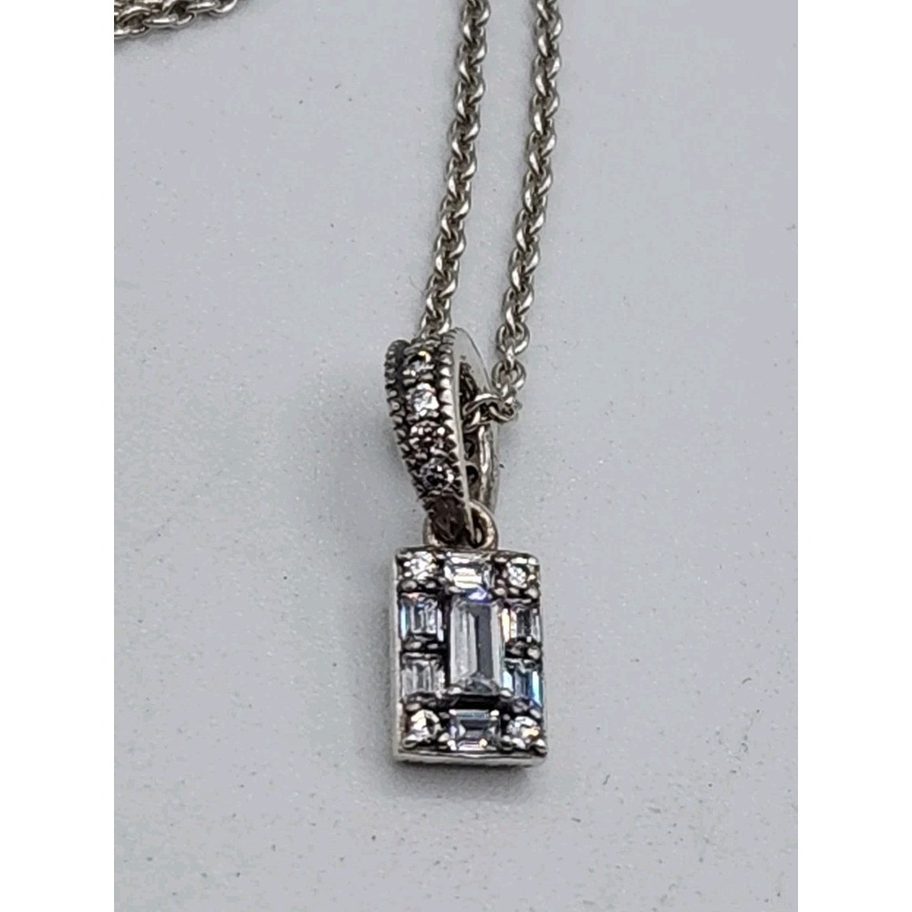 Pandora Sterling Silver Luminous Ice Cz Charm Pendant And Chain Ti S925 Ale